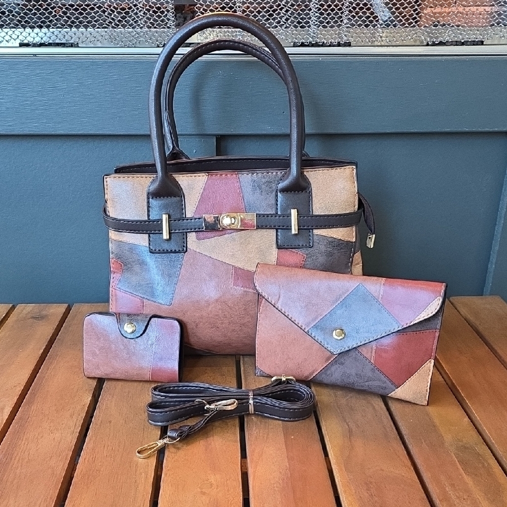 Patchwork Leather Handbag - Multicolor - image 2